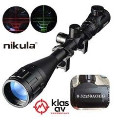 Nikula 8-32x50 AOEG Zoomlu Tüfek Dürbünü Taktik çift Işık Kırmızı-Yeşil Kaynaklı