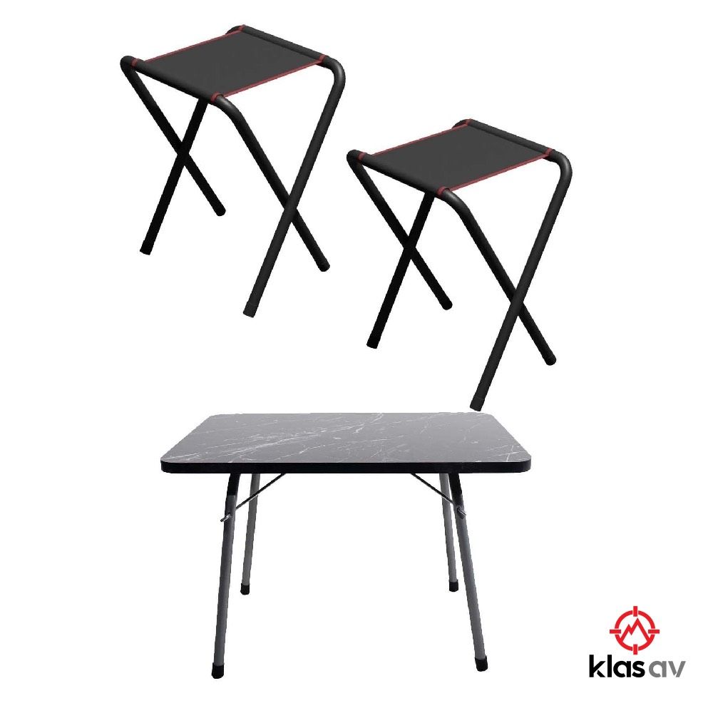 2 Adet Katlanır Kamp Taburesi Ve Katlanır Kamp Masası 45x60-balıkçı Taburesi, Katlanır Sandalye