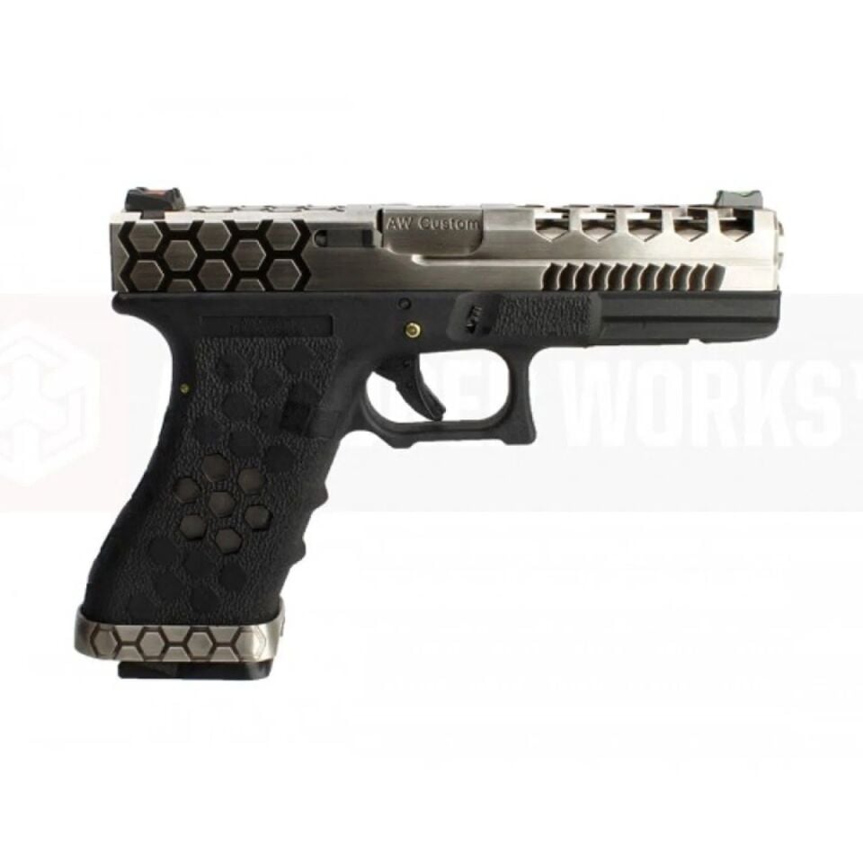 AW Custom Hex Cut 4,5 mm Havalı Tabanca – Gümüş / Siyah