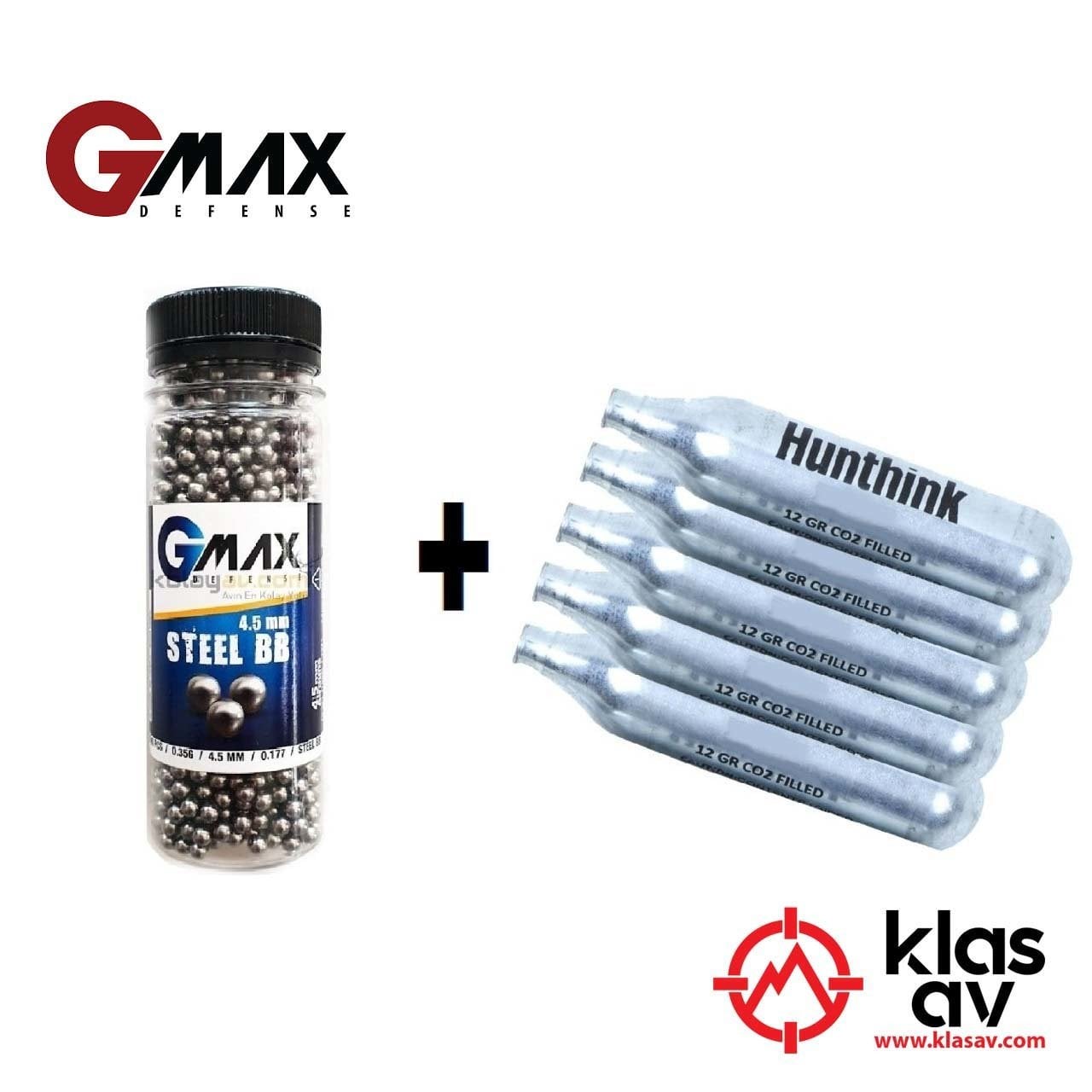 Gmax Defense Steel Çelik Bilye BBS 4.5 mm 1500 Adet + CO2 Tüp 5 Adet