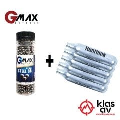 Gmax Defense Steel Çelik Bilye BBS 4.5 mm 1500 Adet + CO2 Tüp 5 Adet