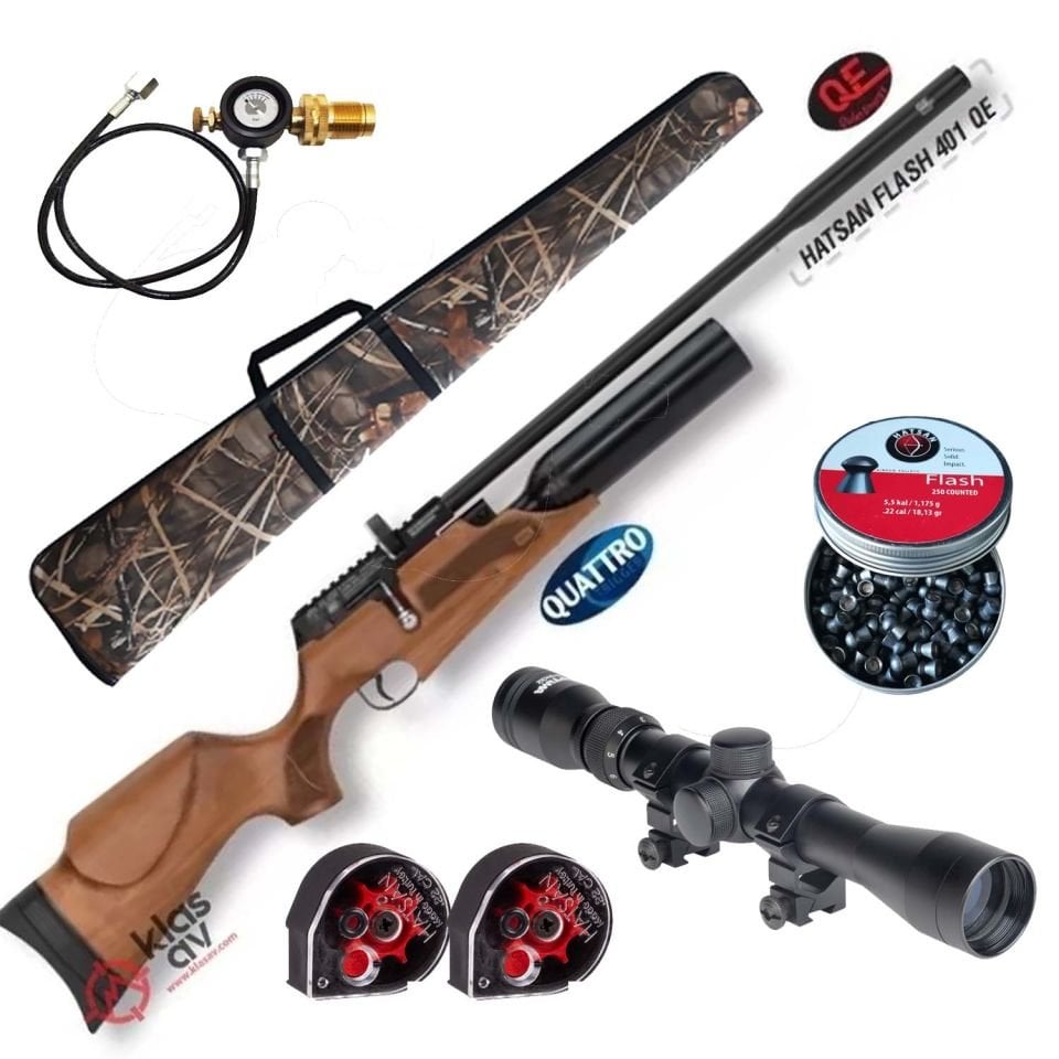 Hatsan Flash 401 Ağaç Combo PCP Havalı Tüfek Tam Set