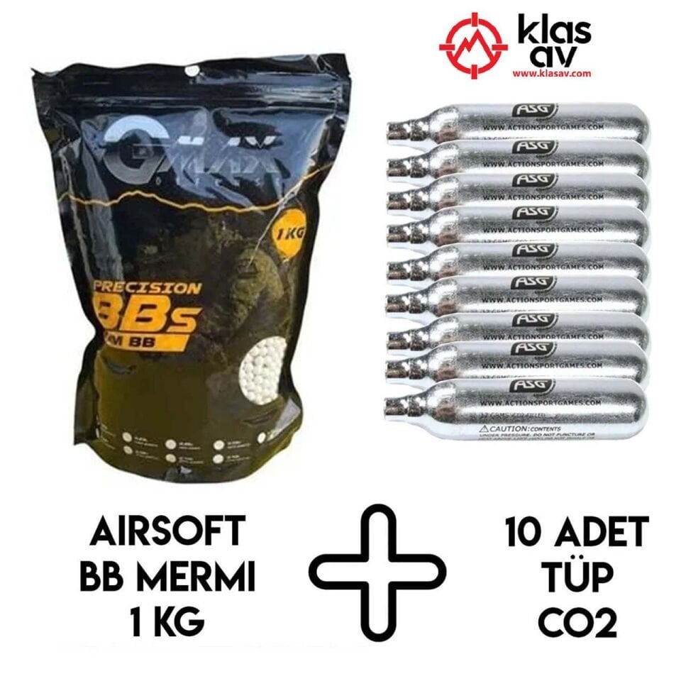 Airsoft BB Mermi 0.20 Gr + 10 Adet Havalı Tabanca Tüpü
