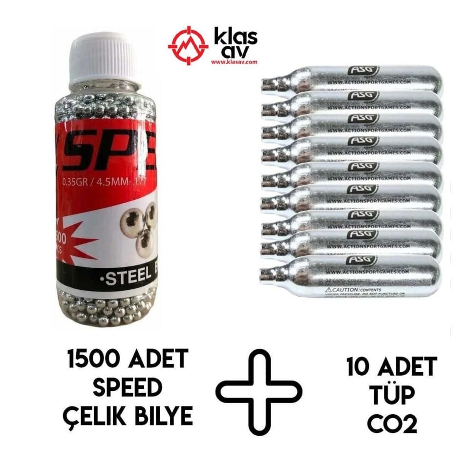Speed Çelik Bilye 1500 Adet + 10 Adet Havalı Tabanca Tüpü
