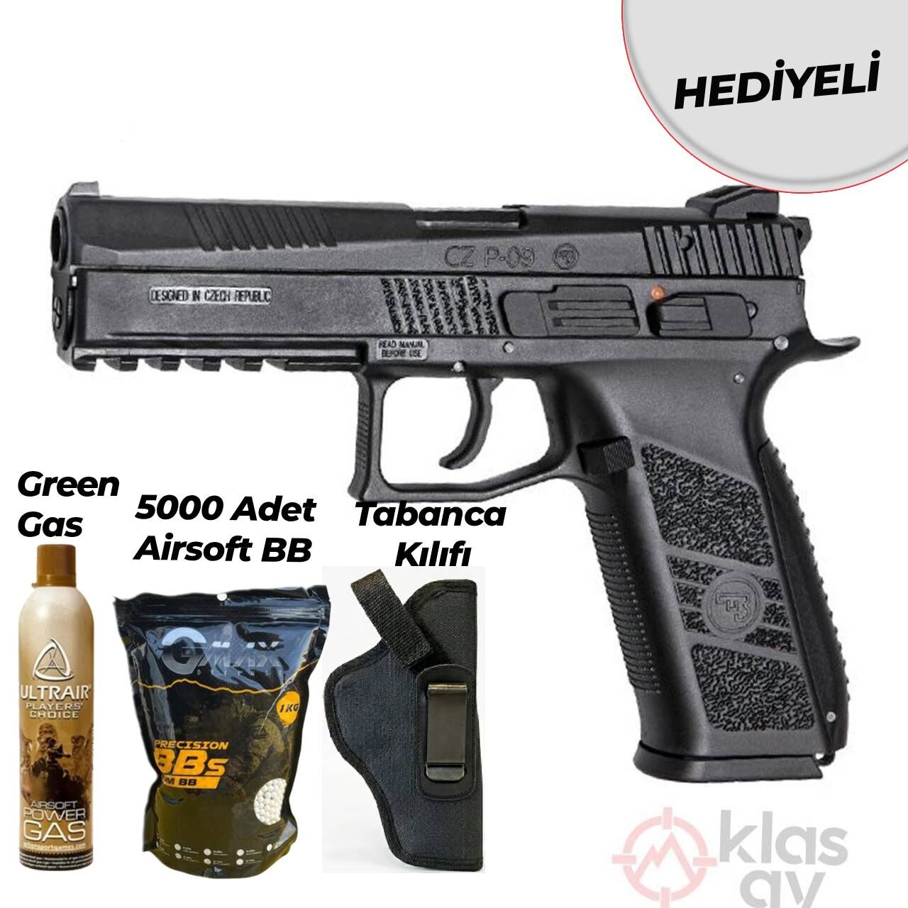 ASG CZ P09 Siyah Blowback Airsoft Tabanca - Klas Av