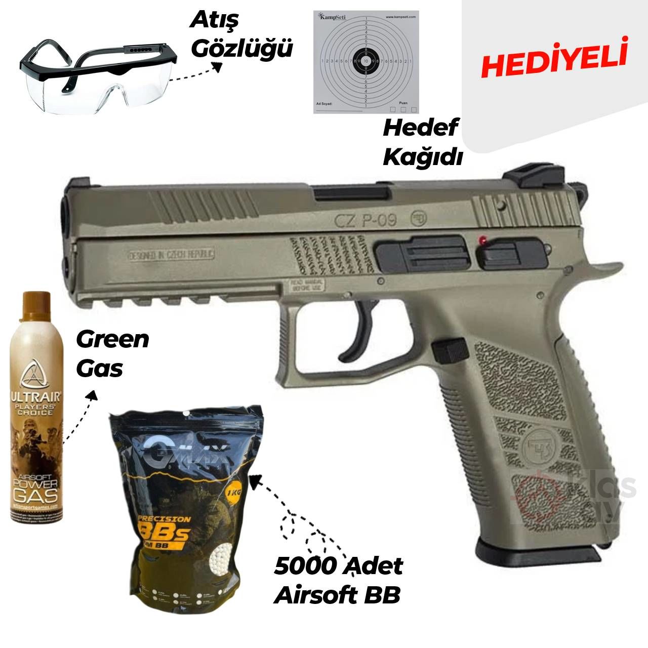 ASG CZ P09 Çöl Blowback Airsoft Tabanca