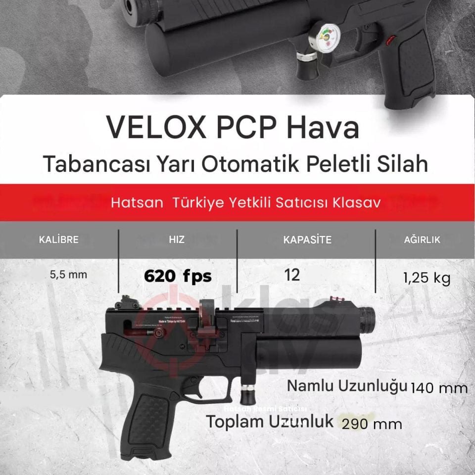 Hatsan Velox PCP Havalı Tabanca Siyah