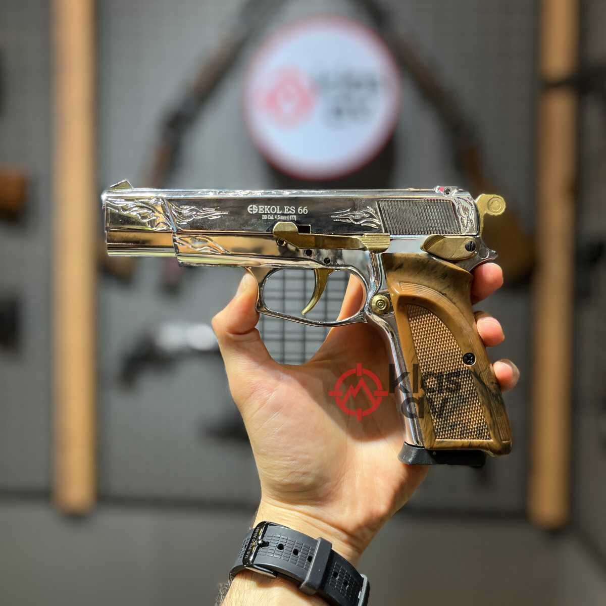 EKOL ES 66 Havalı Tabanca İşlemeli Parlak Beyaz - 4.5 mm