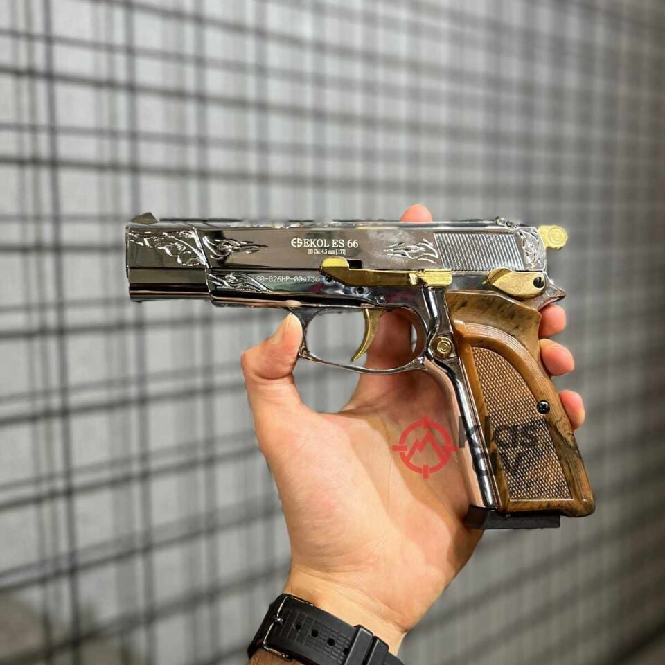EKOL ES 66 Havalı Tabanca İşlemeli Parlak Beyaz - 4.5 mm