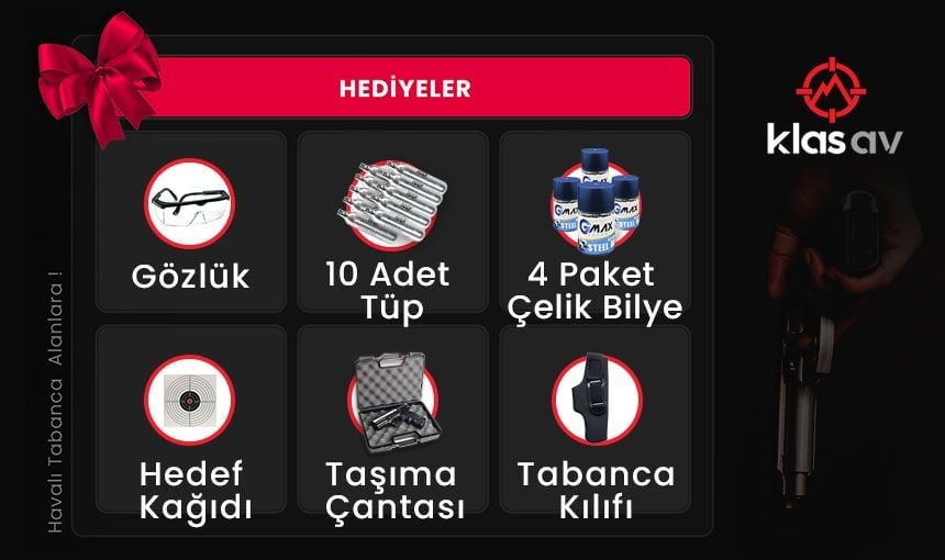 EKOL ES 66 Havalı Tabanca İşlemeli Parlak Beyaz - 4.5 mm