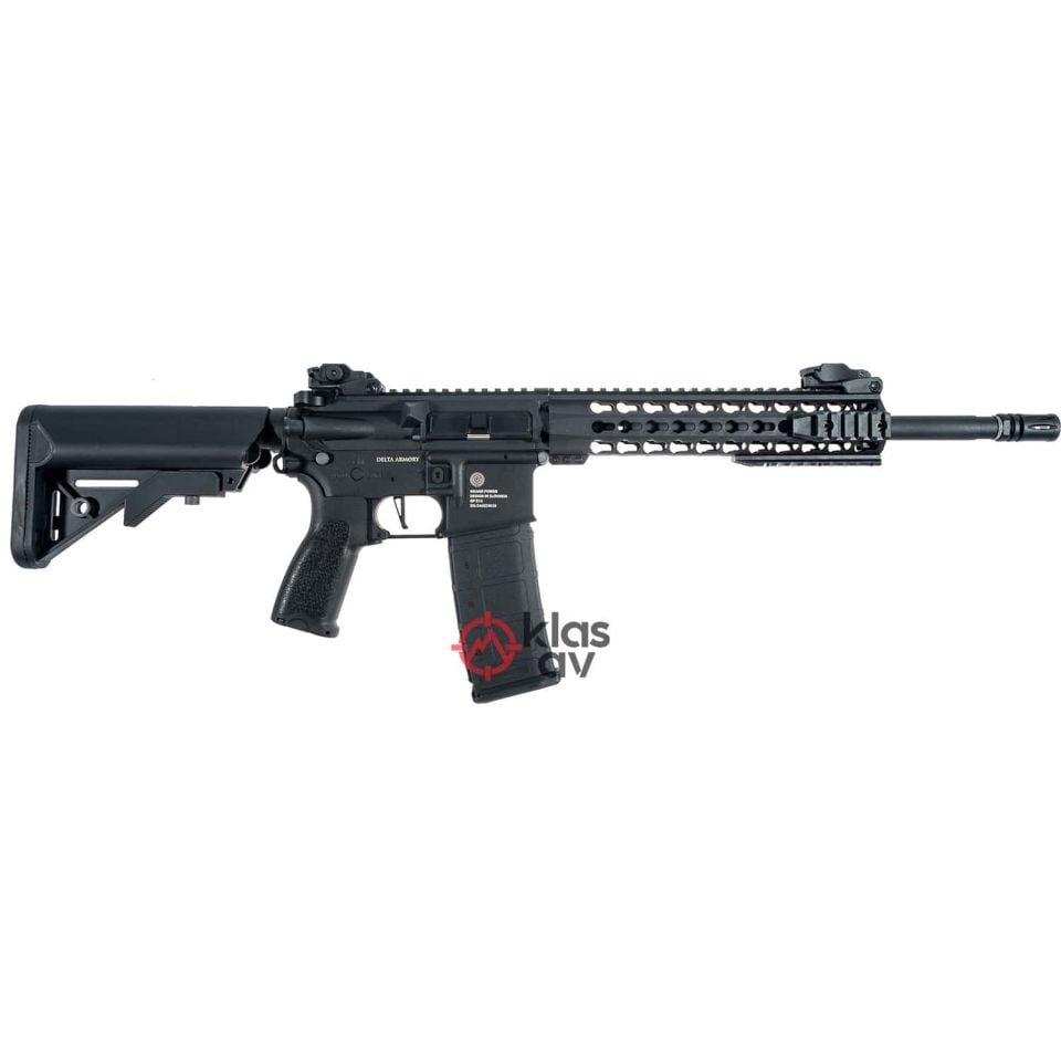 Delta Armory Grand Power AR15 KeyMod 10'' Charlie PIL SARJ SET Airsoft Tüfek / Siyah