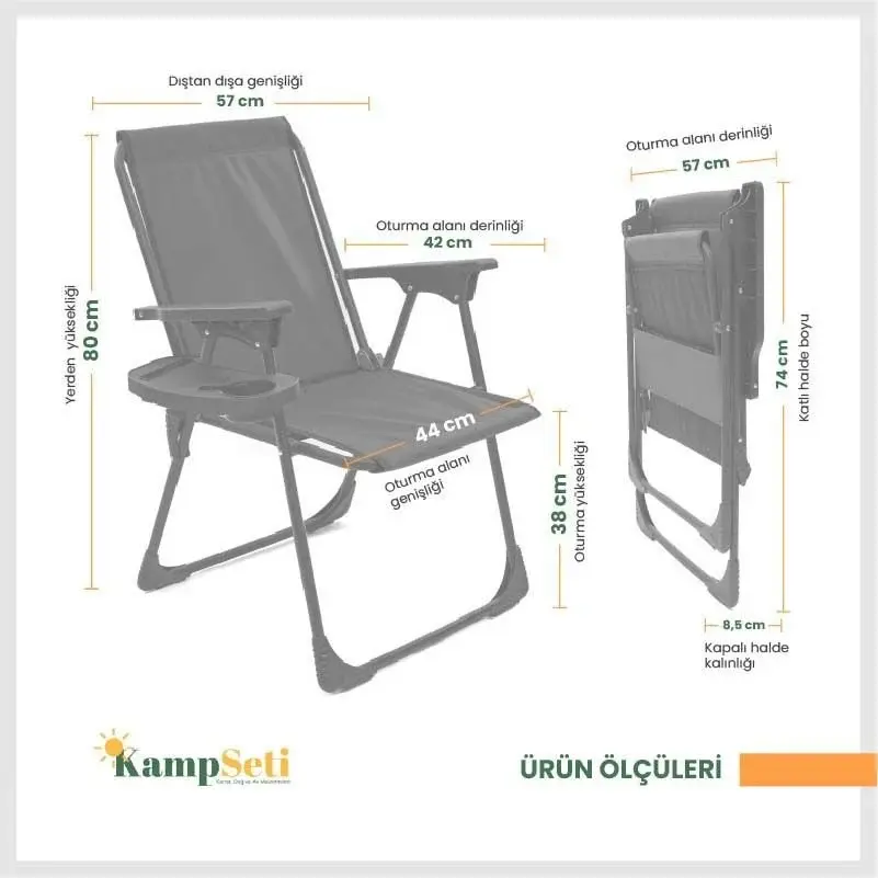 Klas Av 4 Adet Katlanır Kamp Sandalyesi-Yeşil