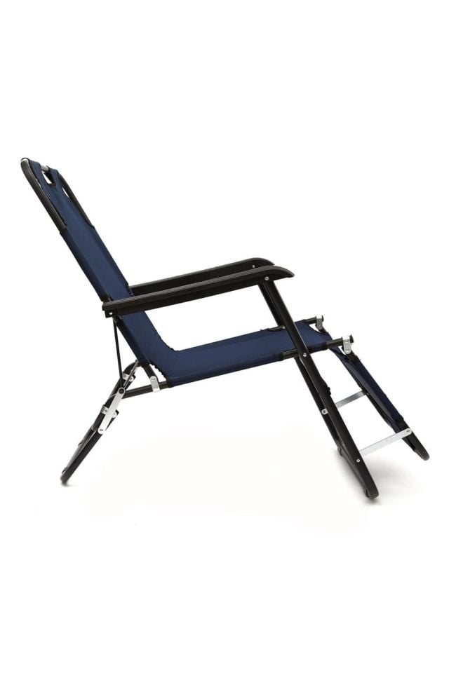 Klas Av Katlanır Şezlong Lacivert-Portatif Plaj Bahçe Kamp Şezlongu