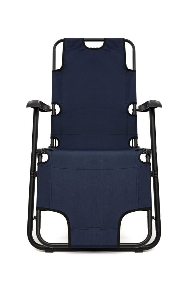 Klas Av Katlanır Şezlong Lacivert-Portatif Plaj Bahçe Kamp Şezlongu