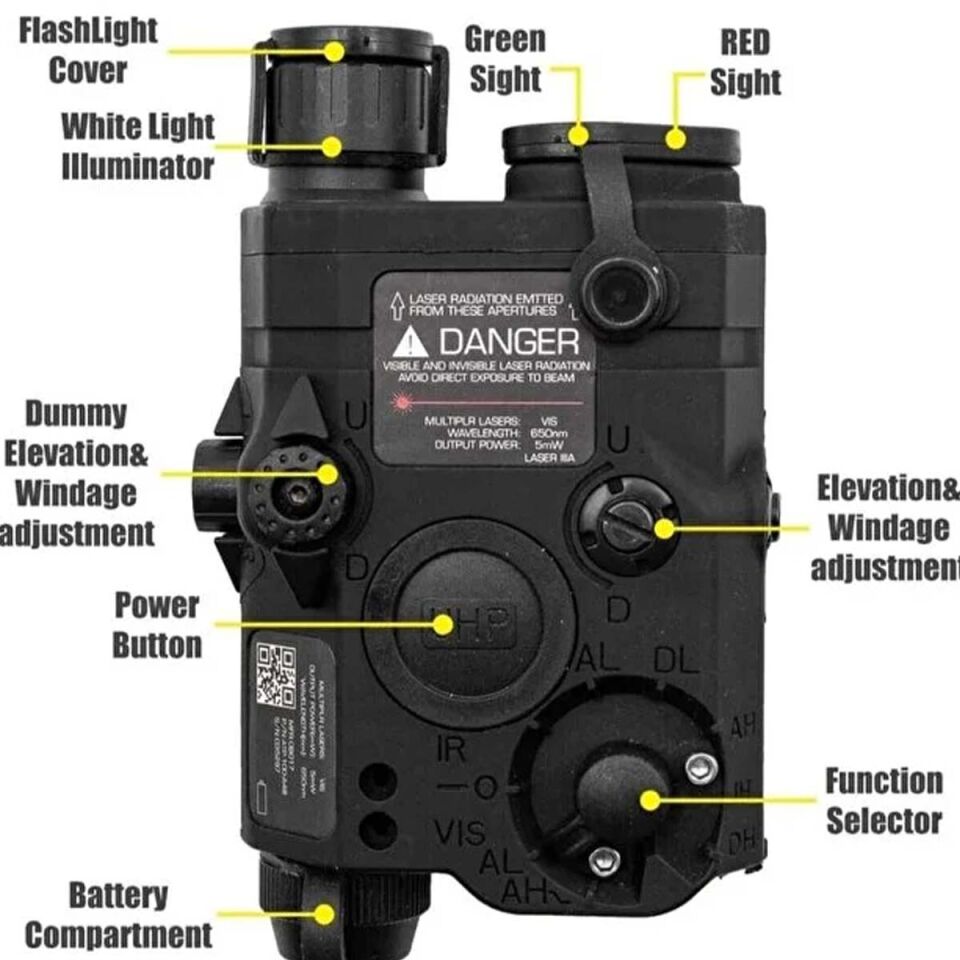 PEQ-15 LA5C Nişangah: Kırmızı/Yeşil Lazer (Picatinny)