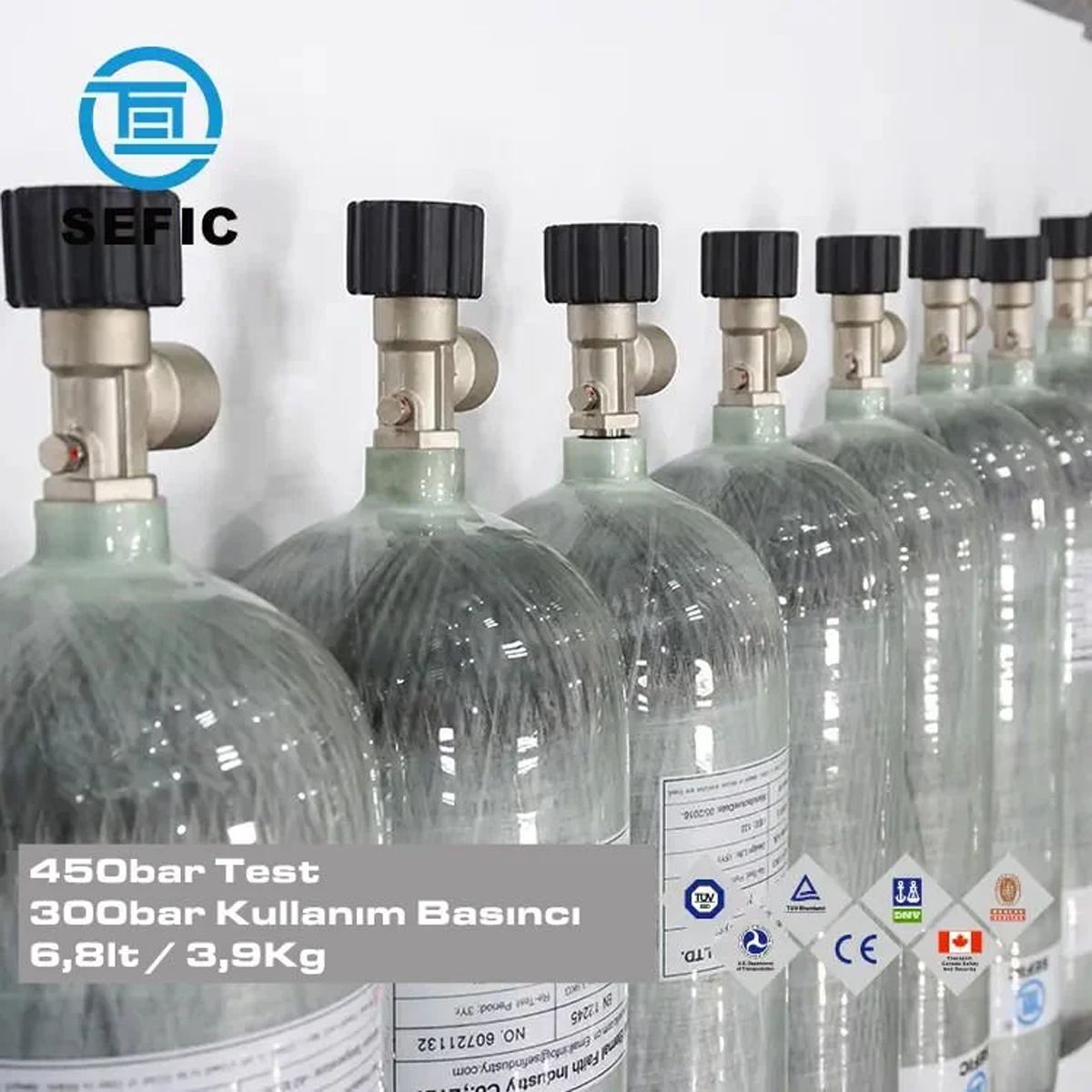 SEFİC 6.8 Litre 300 Bar Karbonfiber Scuba Tüp (Sertifikalı-Sıfır)