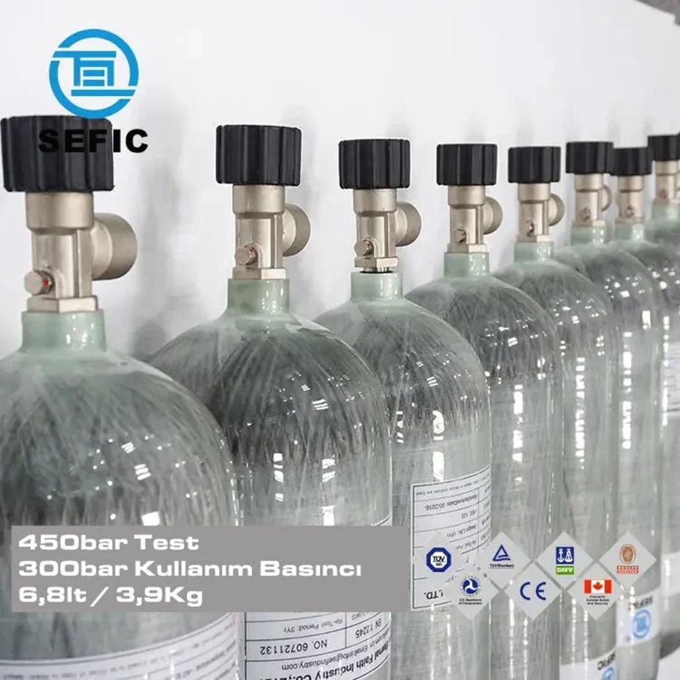 SEFİC 6.8 Litre 300 Bar Karbonfiber Scuba Tüp (Sertifikalı-Sıfır)