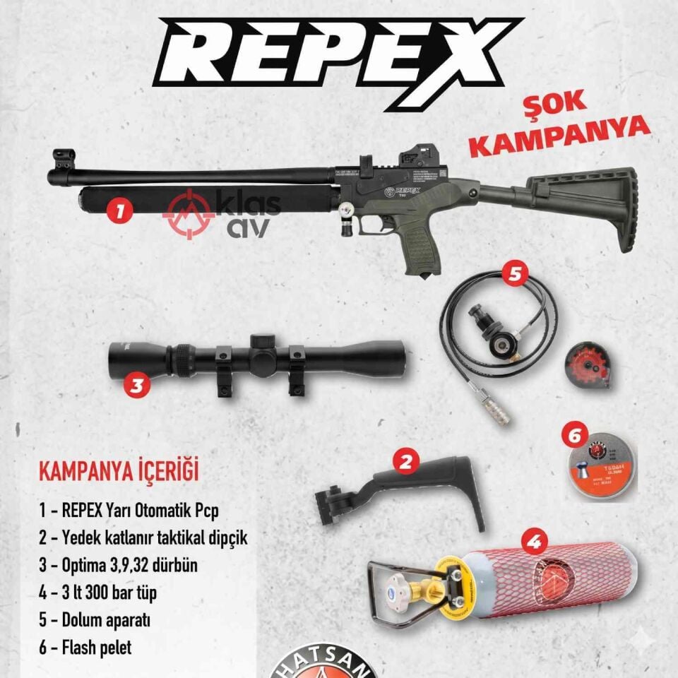 Full Set Hatsan Repex Yarı Otomatik PCP OD Havalı Tüfek