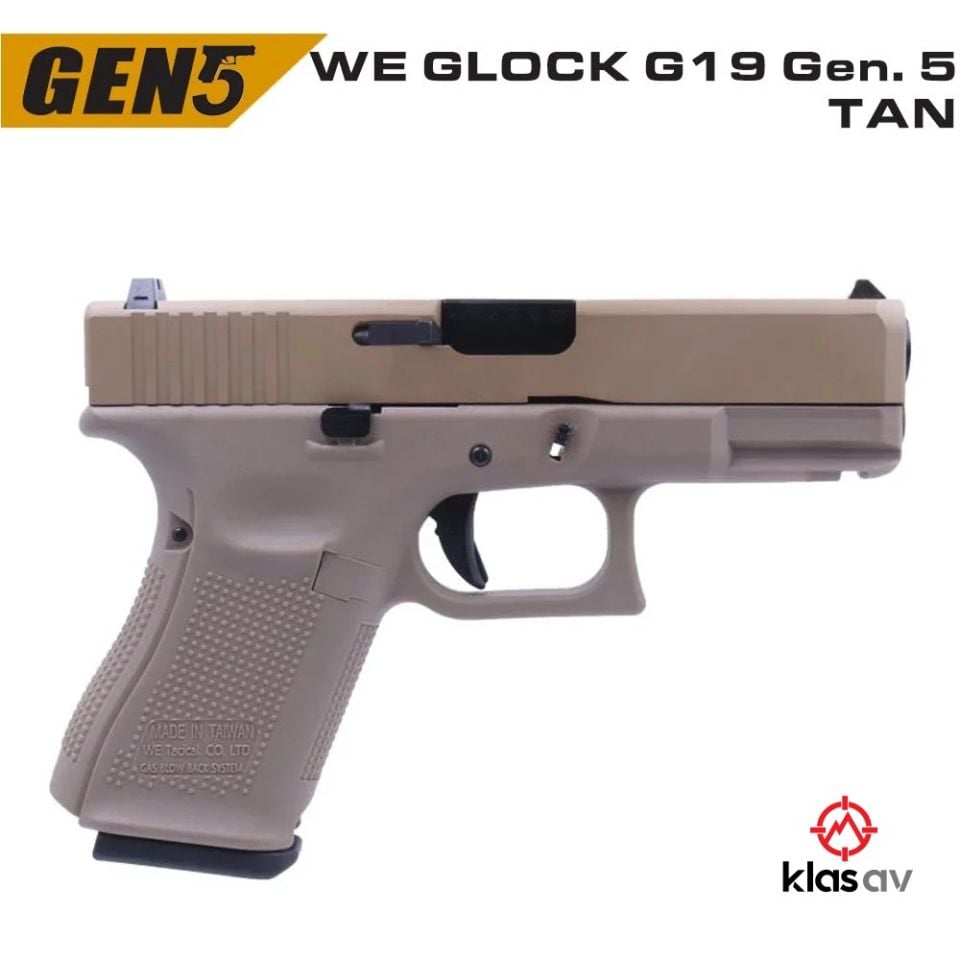 WE Glock 19 Gen5 GreenGas-Blowback Airsoft Tabanca Tan