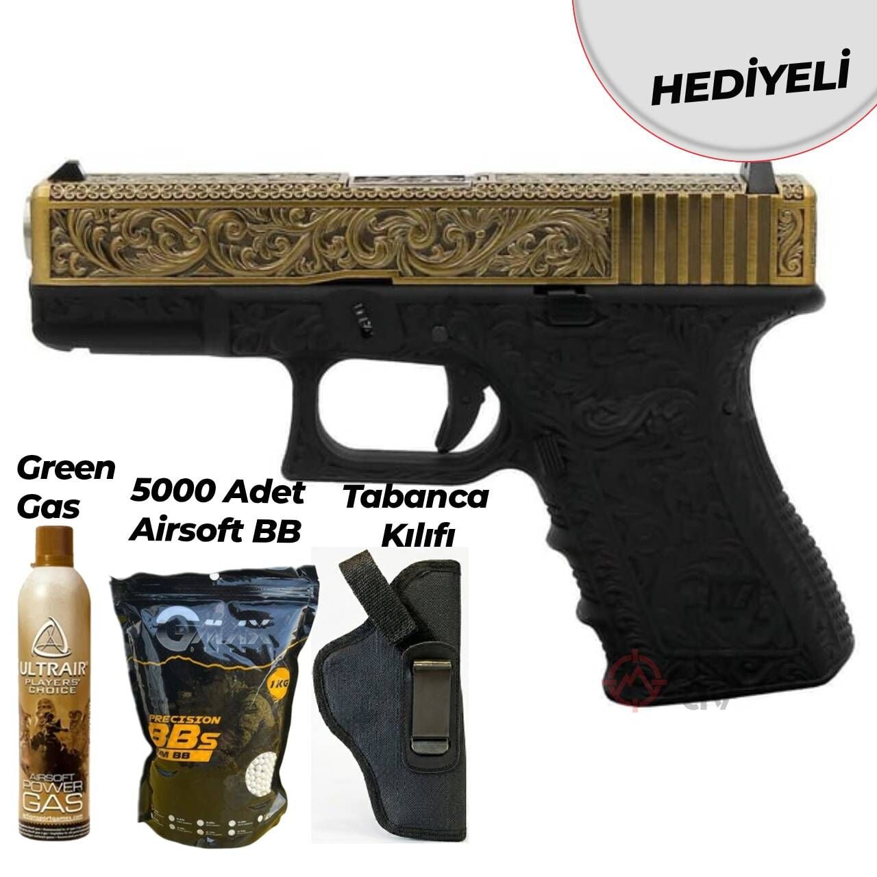 WE Glock 19 İvory GreenGaslı-Blowbackli Airsoft Tabanca