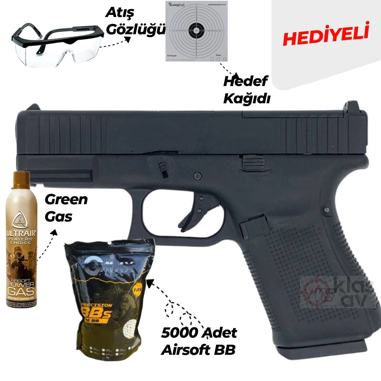 WE Glock 19 Gen5 GreenGaslı-Blowbackli Airsoft Tabanca 6mm