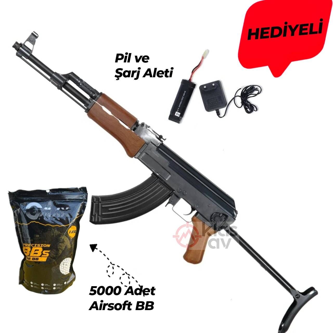 JG Works AK-47S Ahşap Görünümlü Airsoft Tüfek