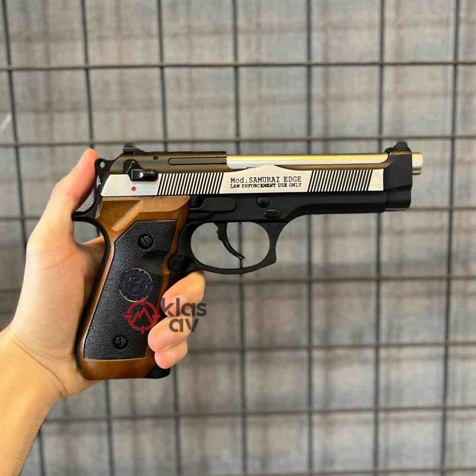 WE Samurai Edge M9 Airsoft GBB Airsoft Tabanca- Ağaç Kabzalı