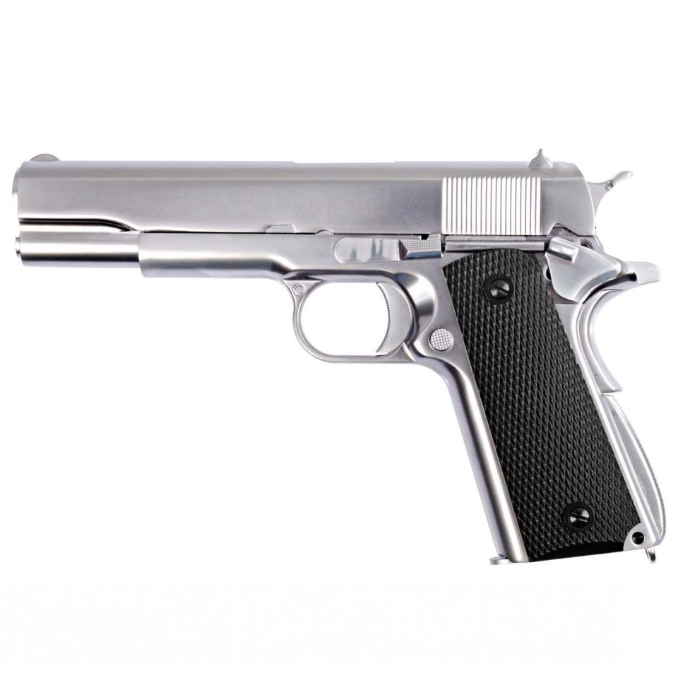 WE Colt 1911 Klasik Siyah Kabza Airsoft Tabanca Silver
