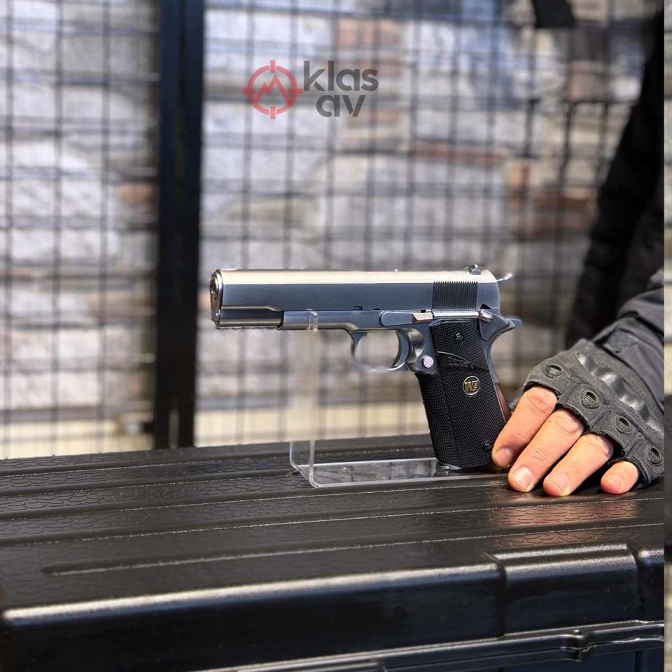 WE Colt 1911 Klasik Siyah Kabza Airsoft Tabanca Silver