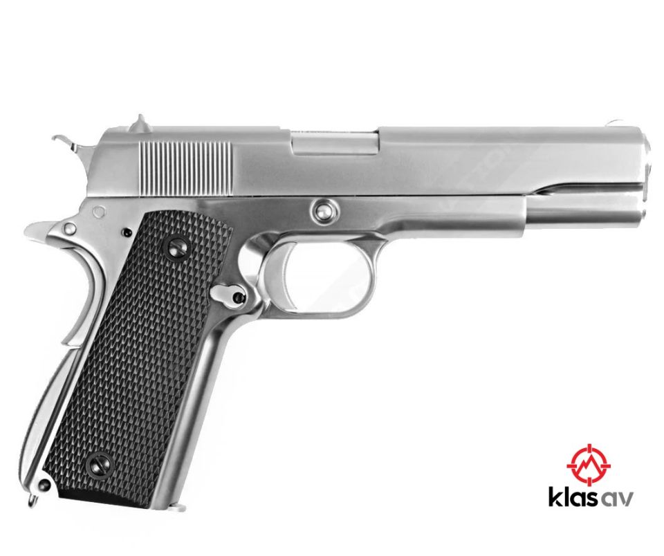 WE Colt 1911 Klasik Siyah Kabza Airsoft Tabanca Silver