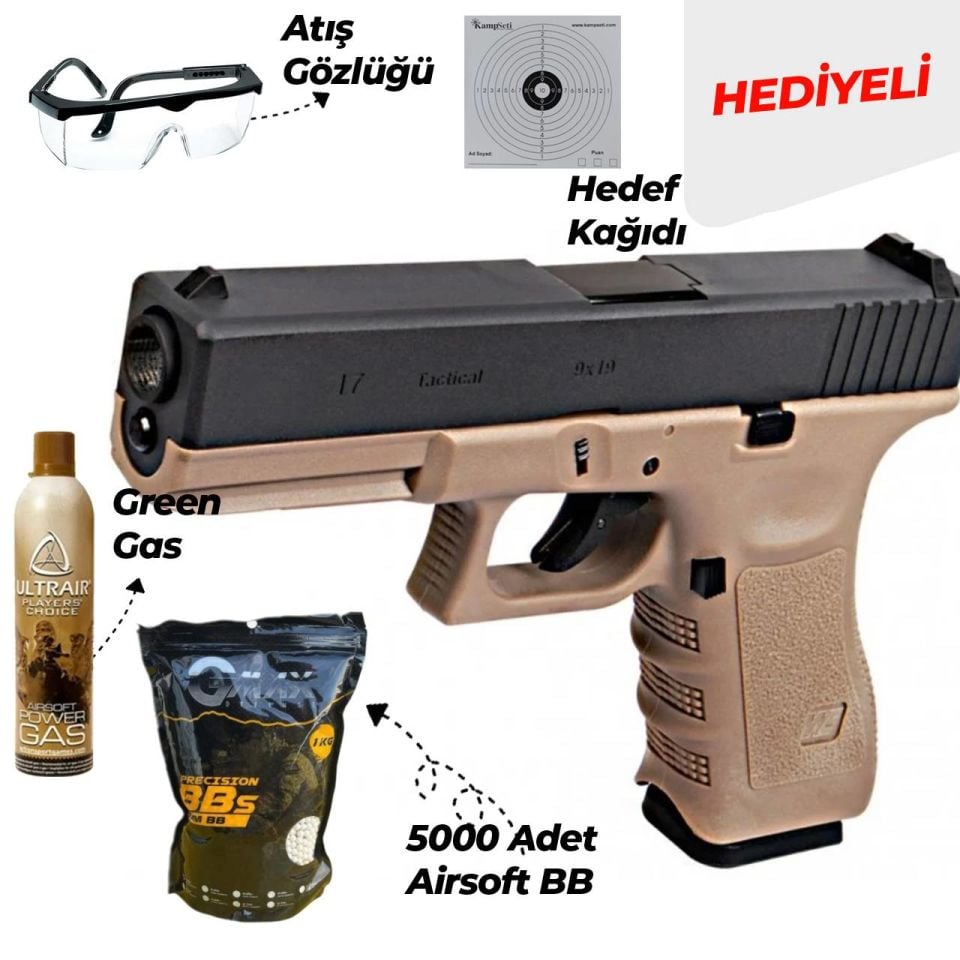 WE Glock 17 Gen3 Tan G17 Blowback Airsoft Tabanca