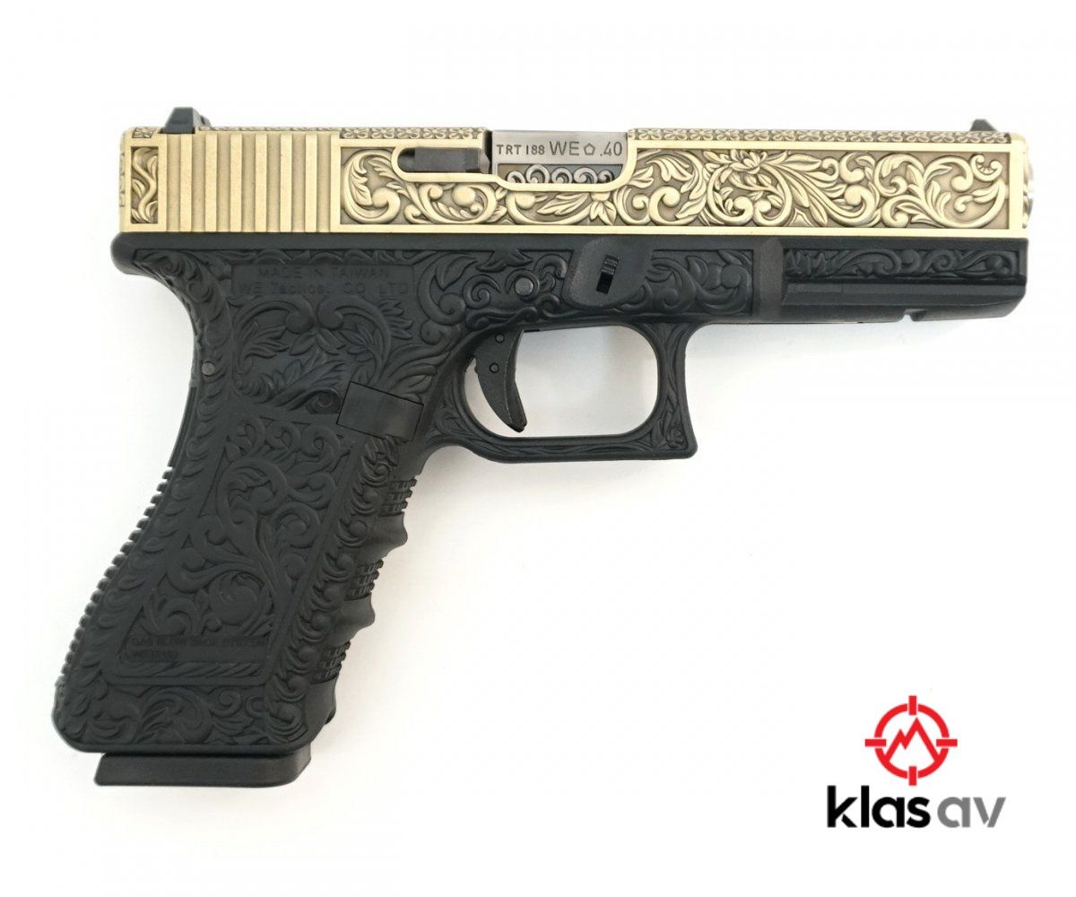 WE G17 Glock 17 Airsoft ETCHED IVORY SE Gravürlü Glock Airsoft Tabanca