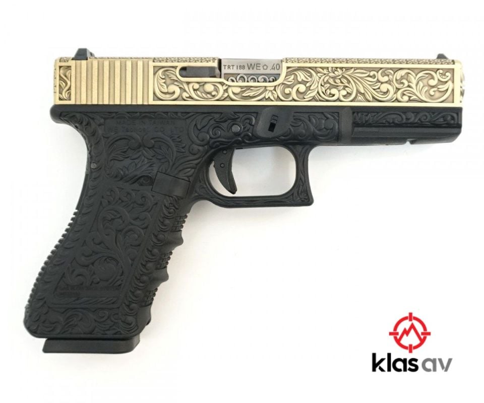 WE G17 Glock 17 Airsoft ETCHED IVORY SE Gravürlü Glock Airsoft Tabanca