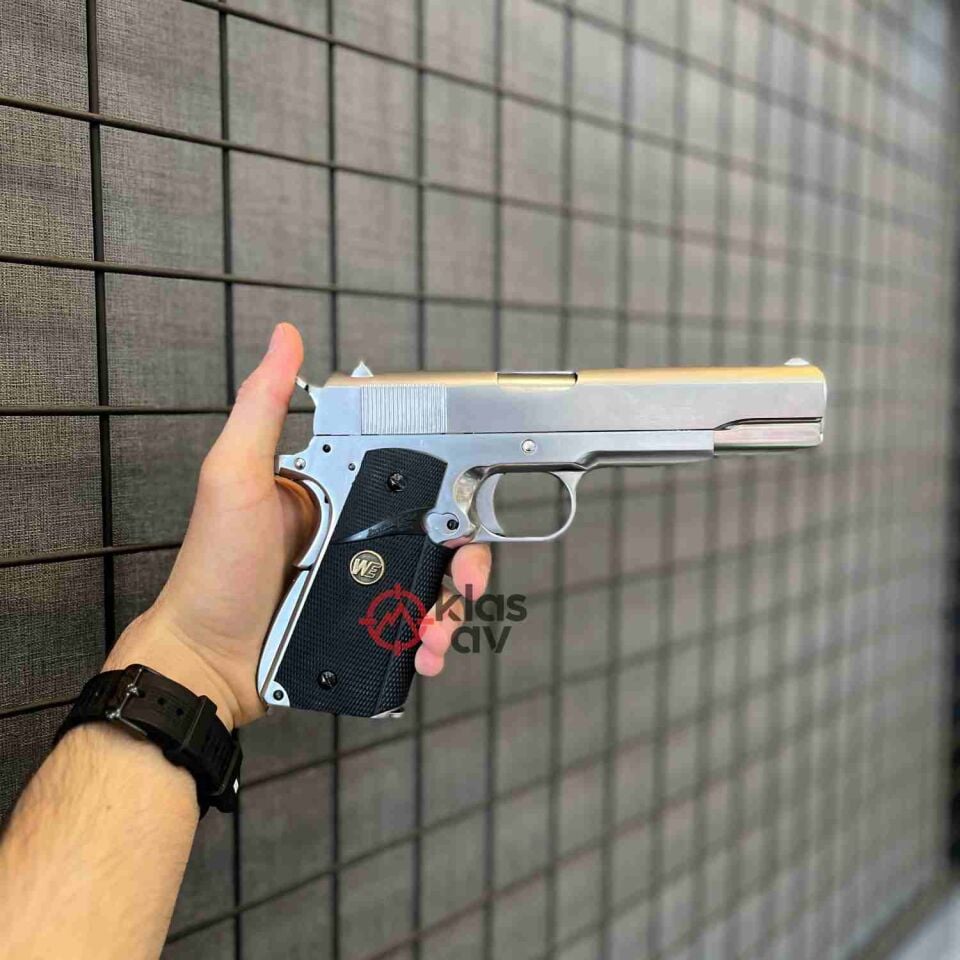 WE Colt 1911 A1 Silver Pro Grips  Blowbackli Airsoft Tabanca 6mm