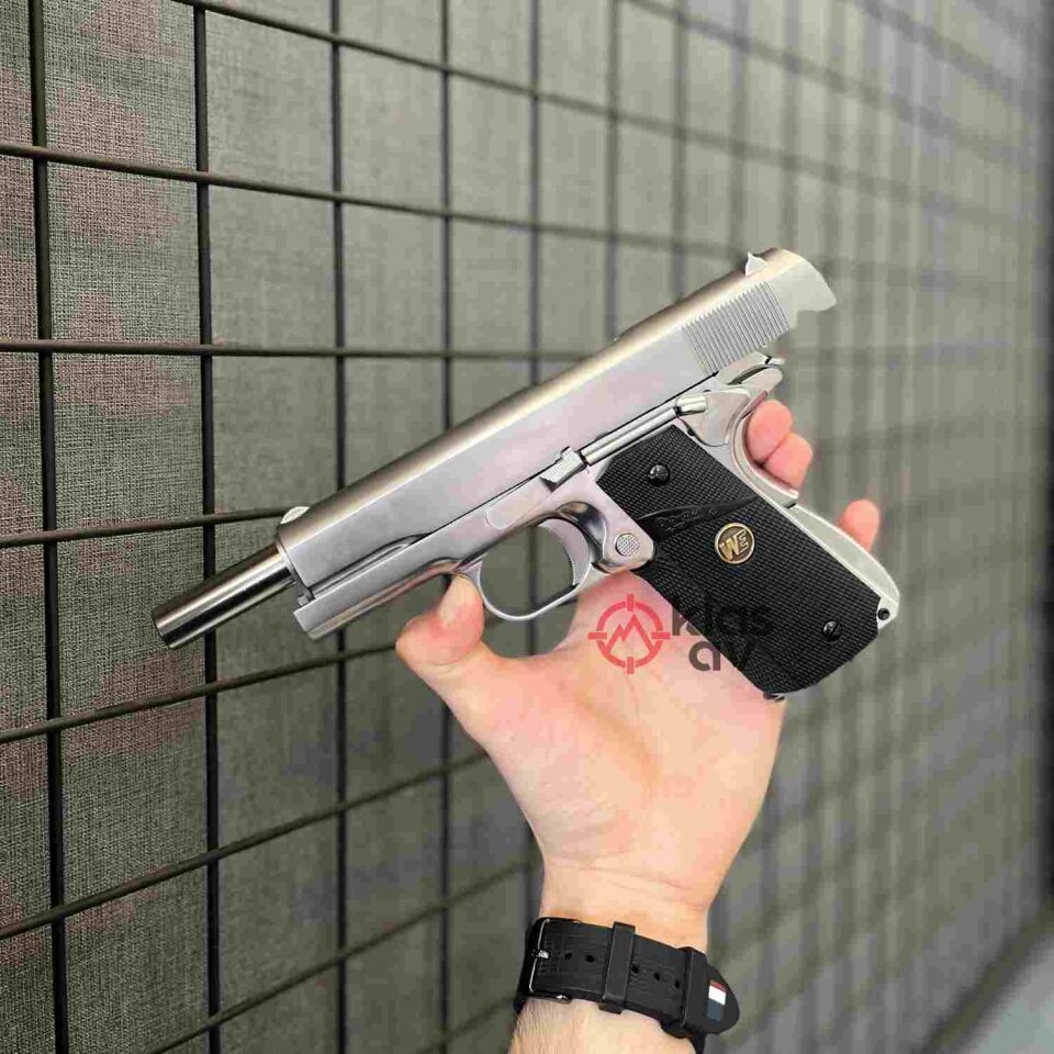 WE Colt 1911 A1 Silver Pro Grips  Blowbackli Airsoft Tabanca 6mm
