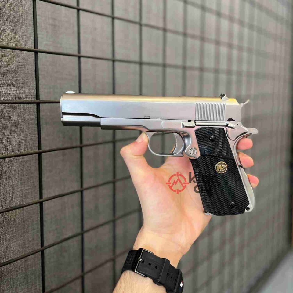 WE Colt 1911 A1 Silver Pro Grips  Blowbackli Airsoft Tabanca 6mm