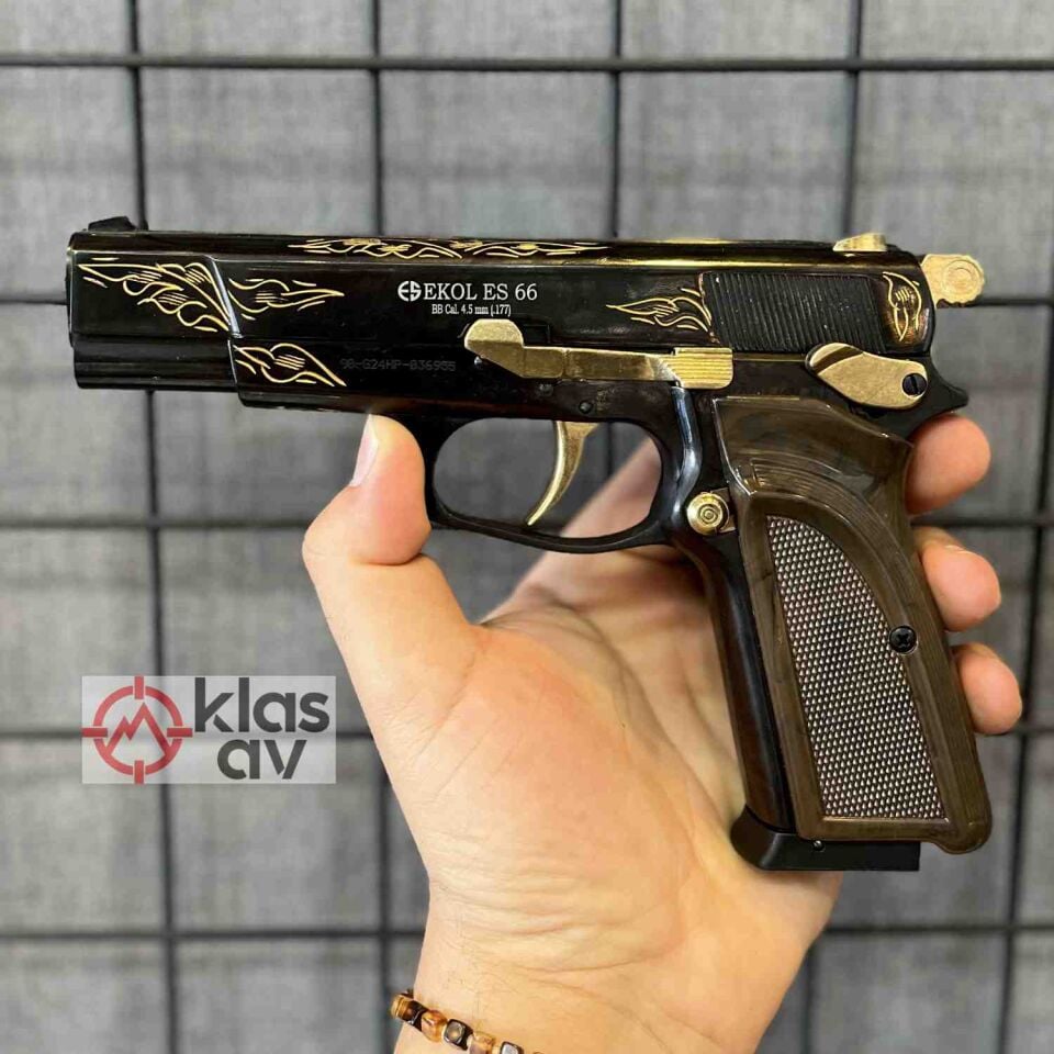 EKOL ES 66 Havalı Tabanca İşlemeli Siyah - 4.5 mm