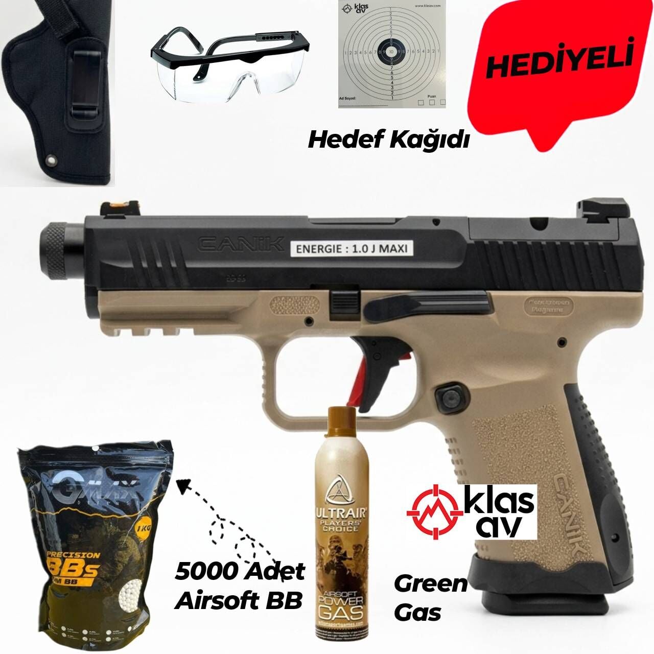 Canik TP9 Elite Combat Siyah Çöl Green Gas Airsoft Tabanca