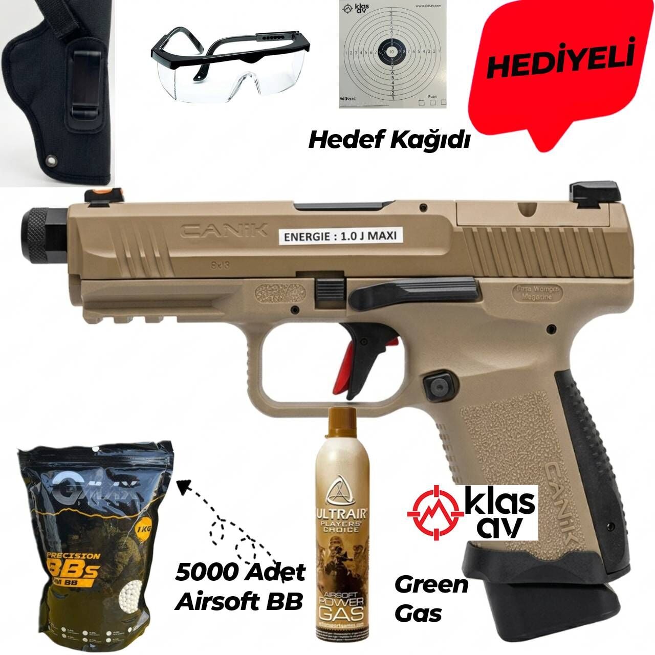 Canik TP9 Elite Combat Tan Green Gas Airsoft Tabanca