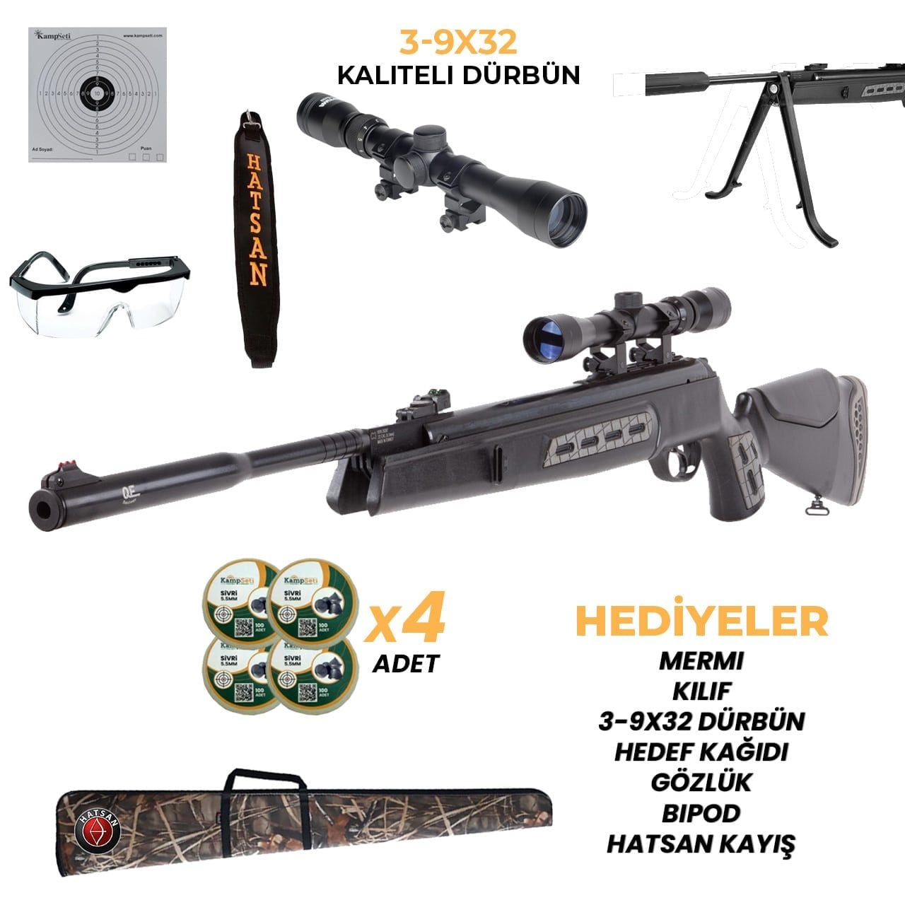 Hatsan Mod 125 Sniper Vortex Havalı Tüfek Full Set(3-9x32 Dürbünlü)