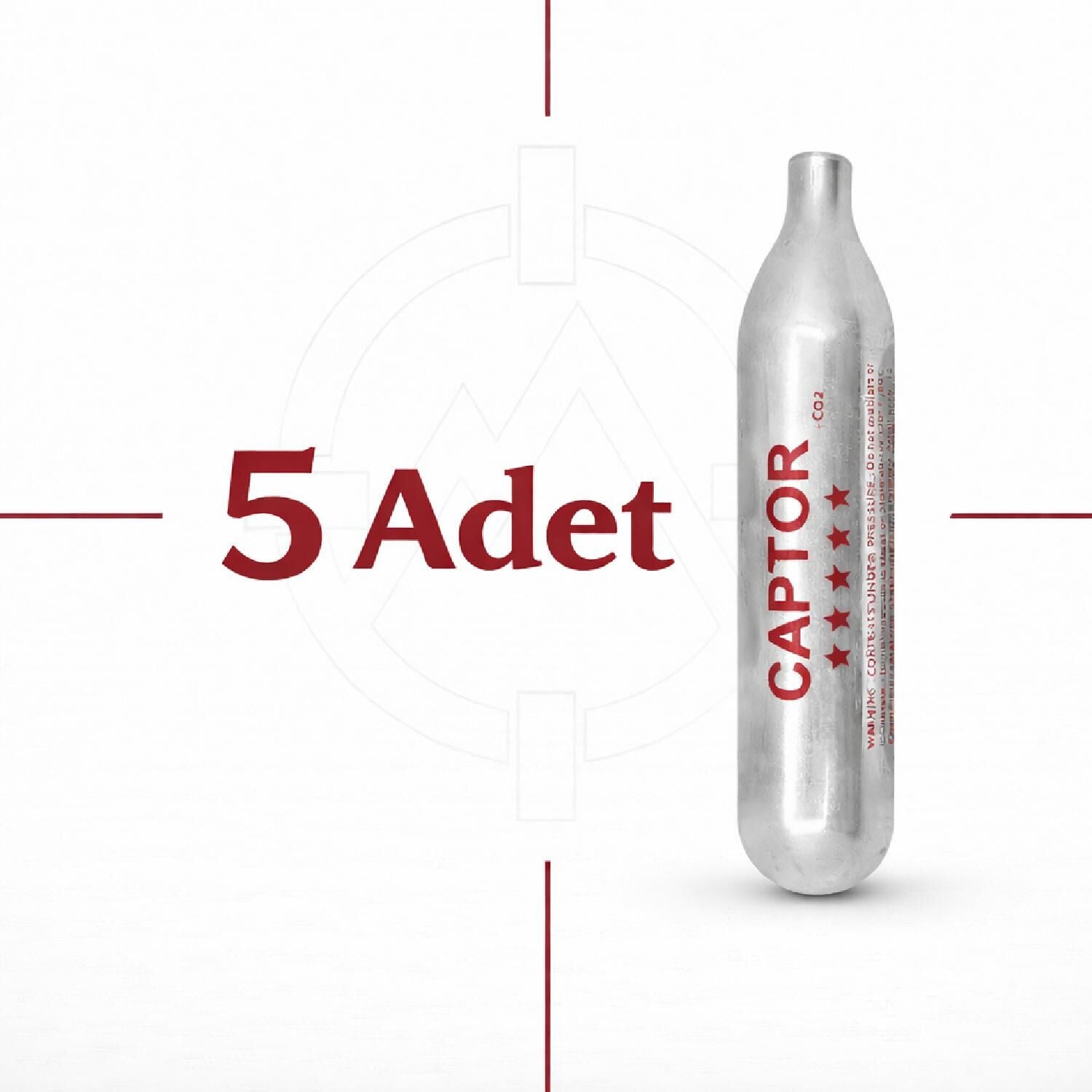 Captor 12 Gram CO2 Havalı Tabanca ve Airsoft Hava Tüpü (5'li Ekonomik Paket)