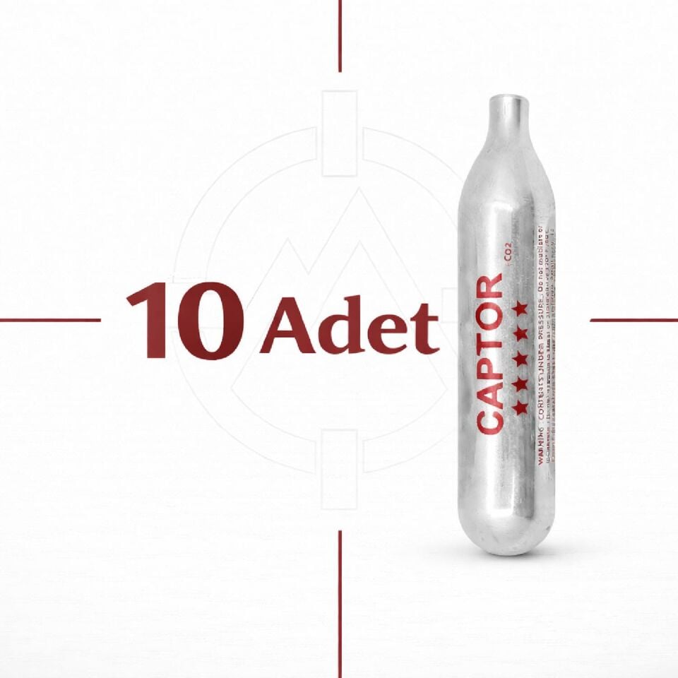 Captor 12 Gram CO2 Havalı Tabanca ve Airsoft Hava Tüpü (10'lu Ekonomik Paket)