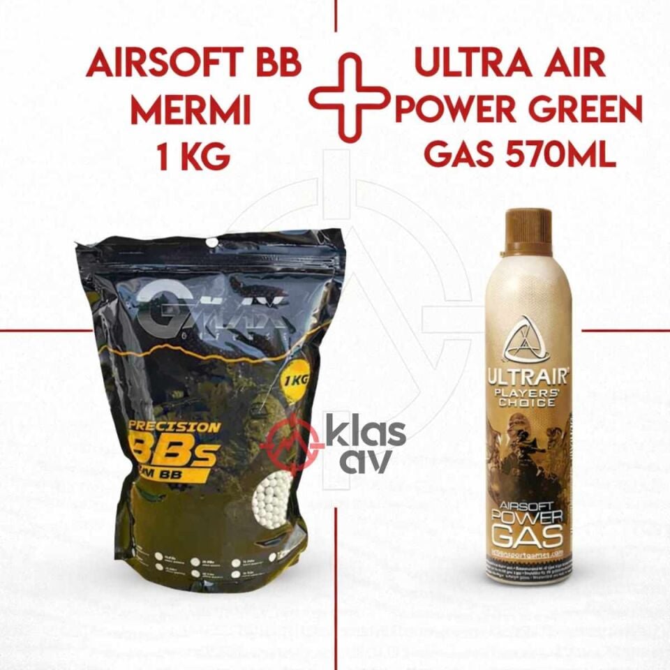 Gmax 0.20g Airsoft BB (5000 Adet) ve ASG Ultra Air Green Gas