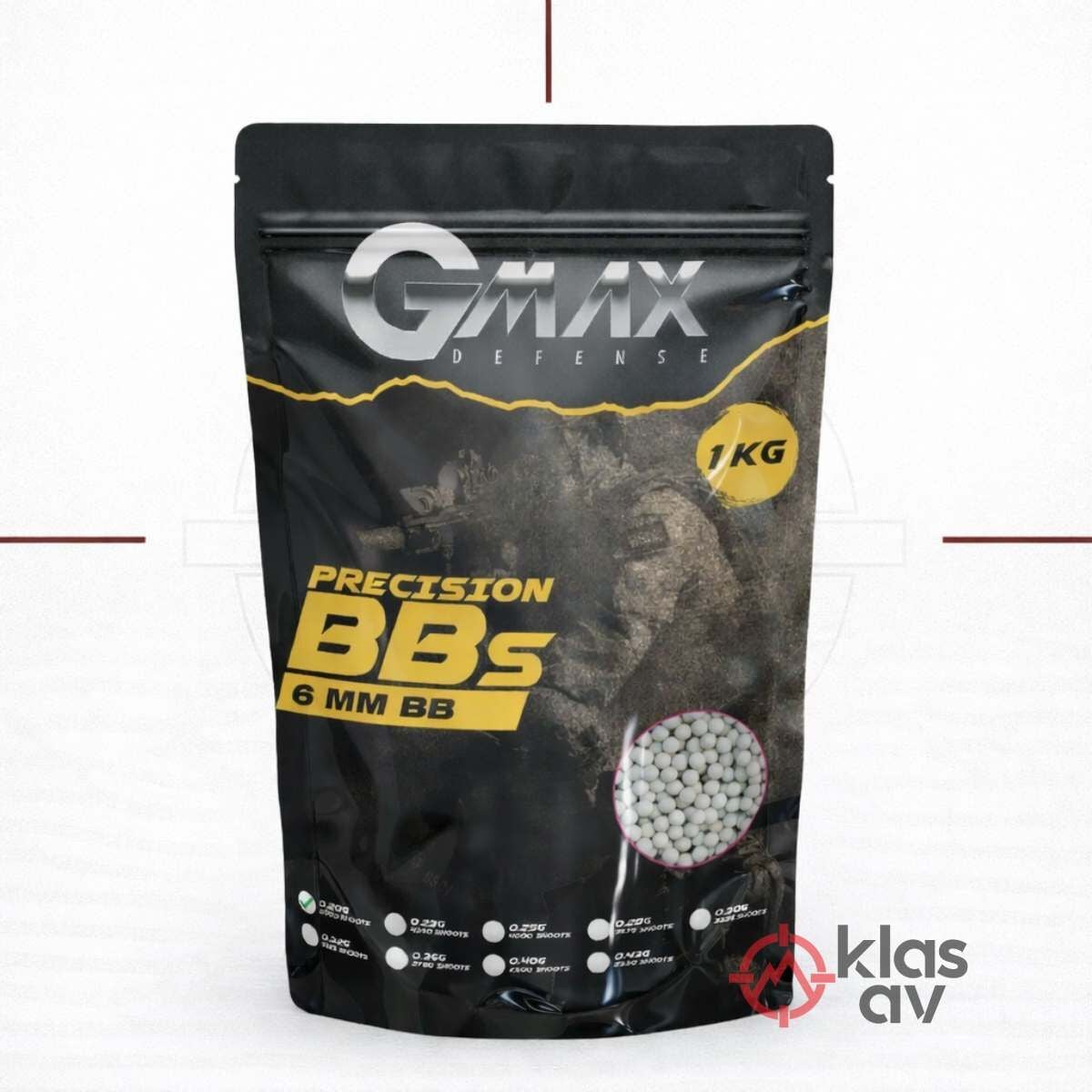 Gmax 0.20g Airsoft BB Mermi 5000 Adet (1 Kg Paket)
