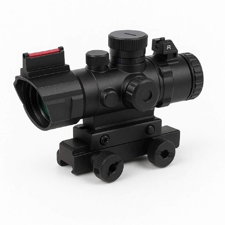 Spike 4x32 Kırmızı Işıklı Taktik Tüfek Dürbünü (22mm Entegre Ayak)