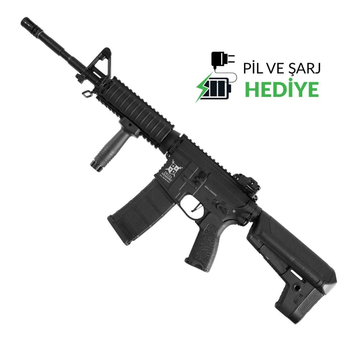 Delta Armory AR15 RIS Bravo Siyah AEG Airsoft Tüfek (Yarı Metal)
