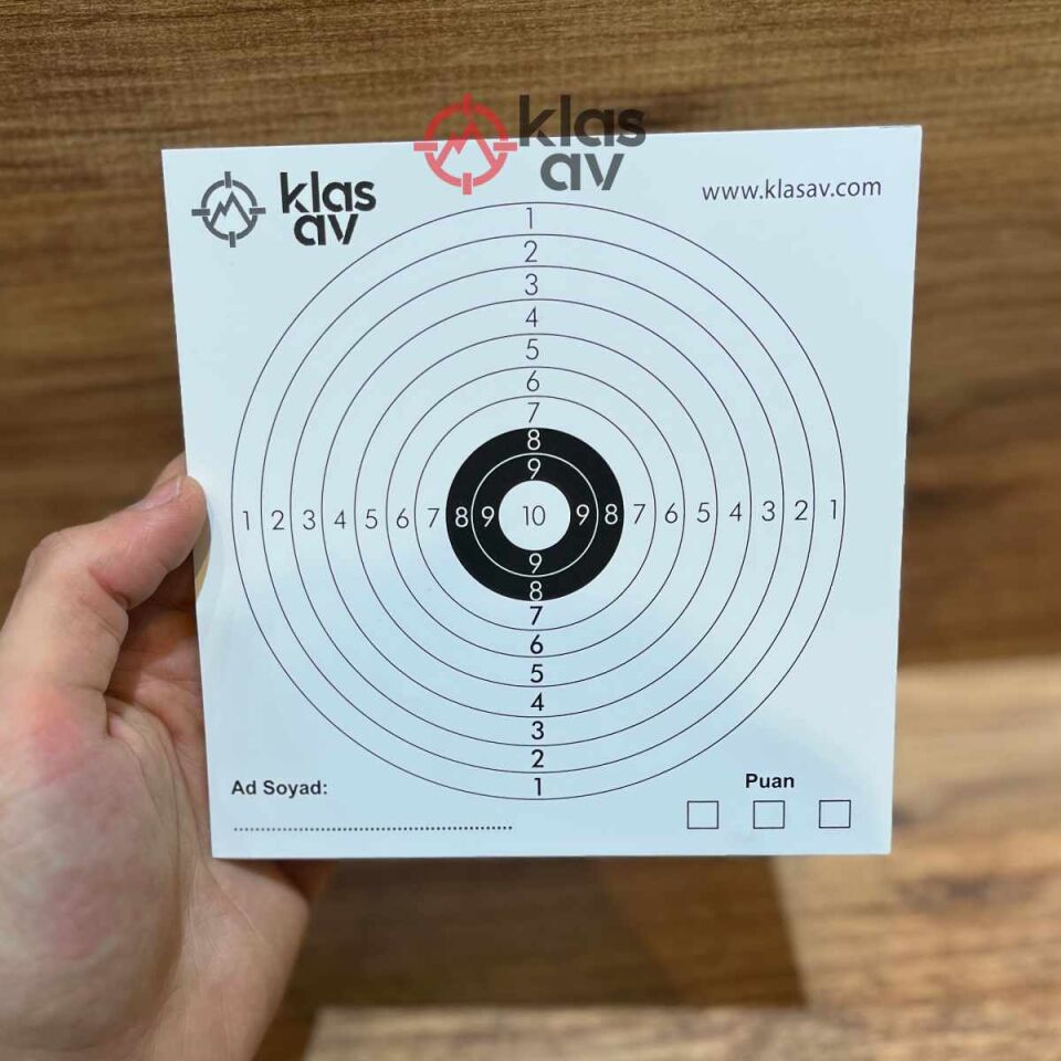Klas Av 14x14 cm Havalı Tabanca ve Tüfek Hedef Kağıdı (50 Adet)