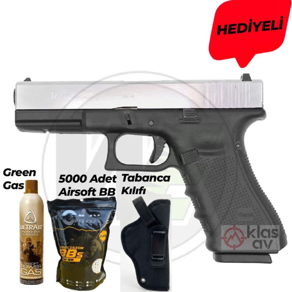 WE Glock 17 Gen4 Gümüş (Silver) Blowback Airsoft Tabanca