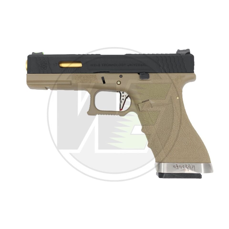 WE Glock 17 T6 Custom Gold Sürgü Blowback Airsoft Tabanca Tan