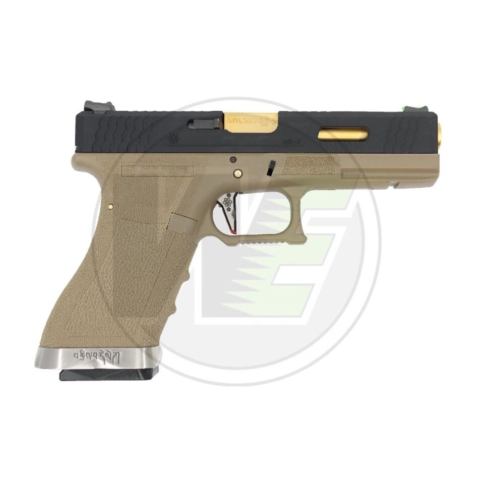 WE Glock 17 T6 Custom Gold Sürgü Blowback Airsoft Tabanca Tan